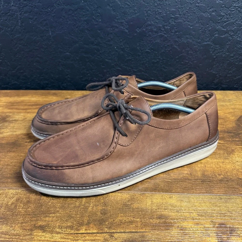 Johnston & Murphy McGuffey 25-6670 Brown Leather Moc Toe Oxford Mens 12M
